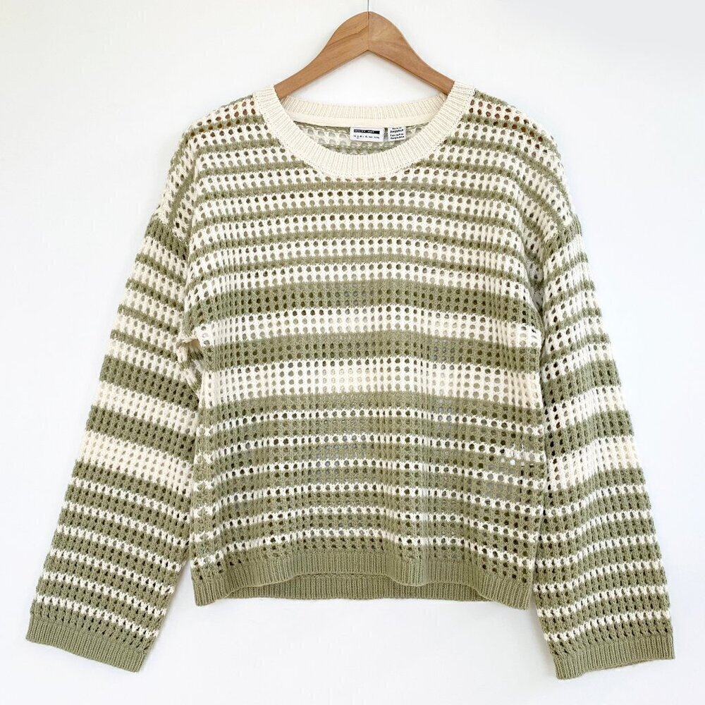 Noisy May Open Knit Crochet Striped Sweater Size S Beachy